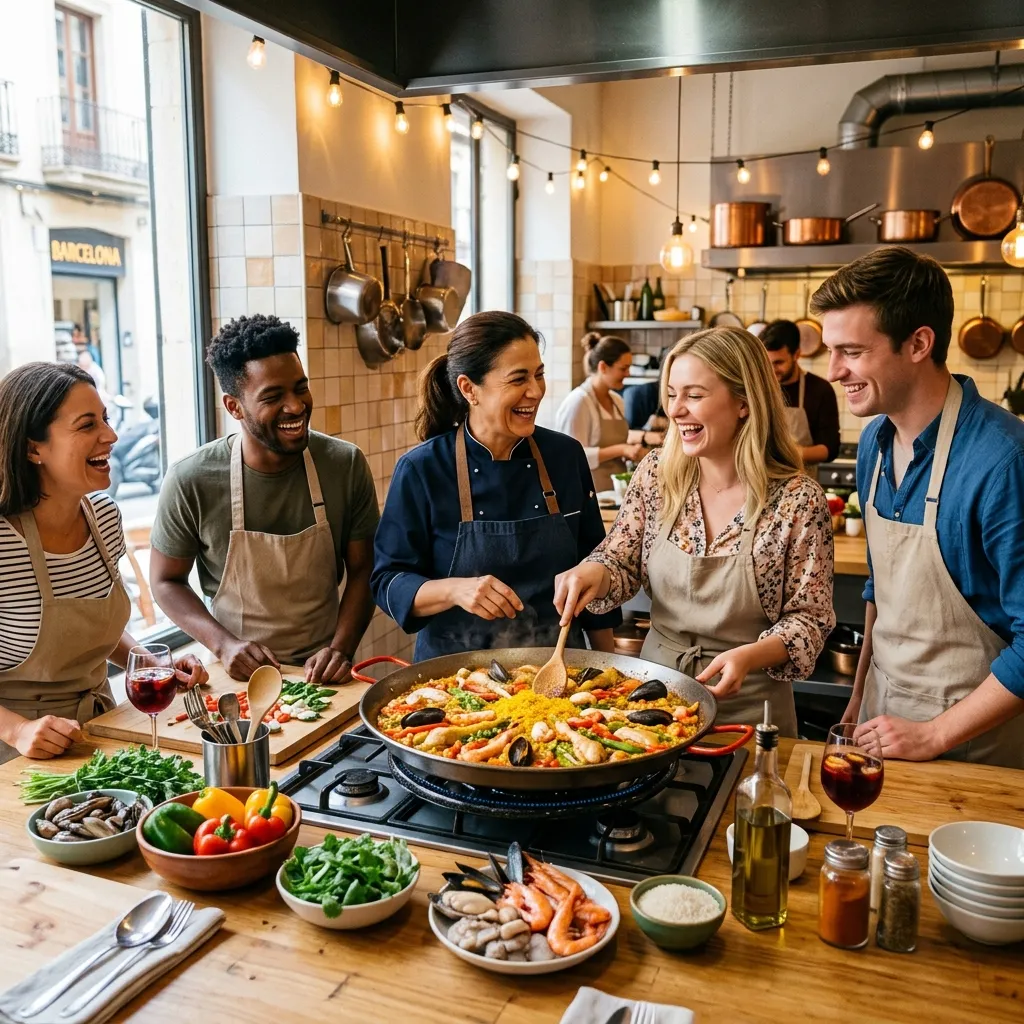 Paella-Kochkurs mit Markttour auf dem Boqueria