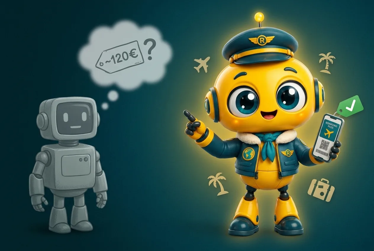 Globee mit Live-Preis auf dem Smartphone neben einem grauen Chatbot mit geschätztem Preis